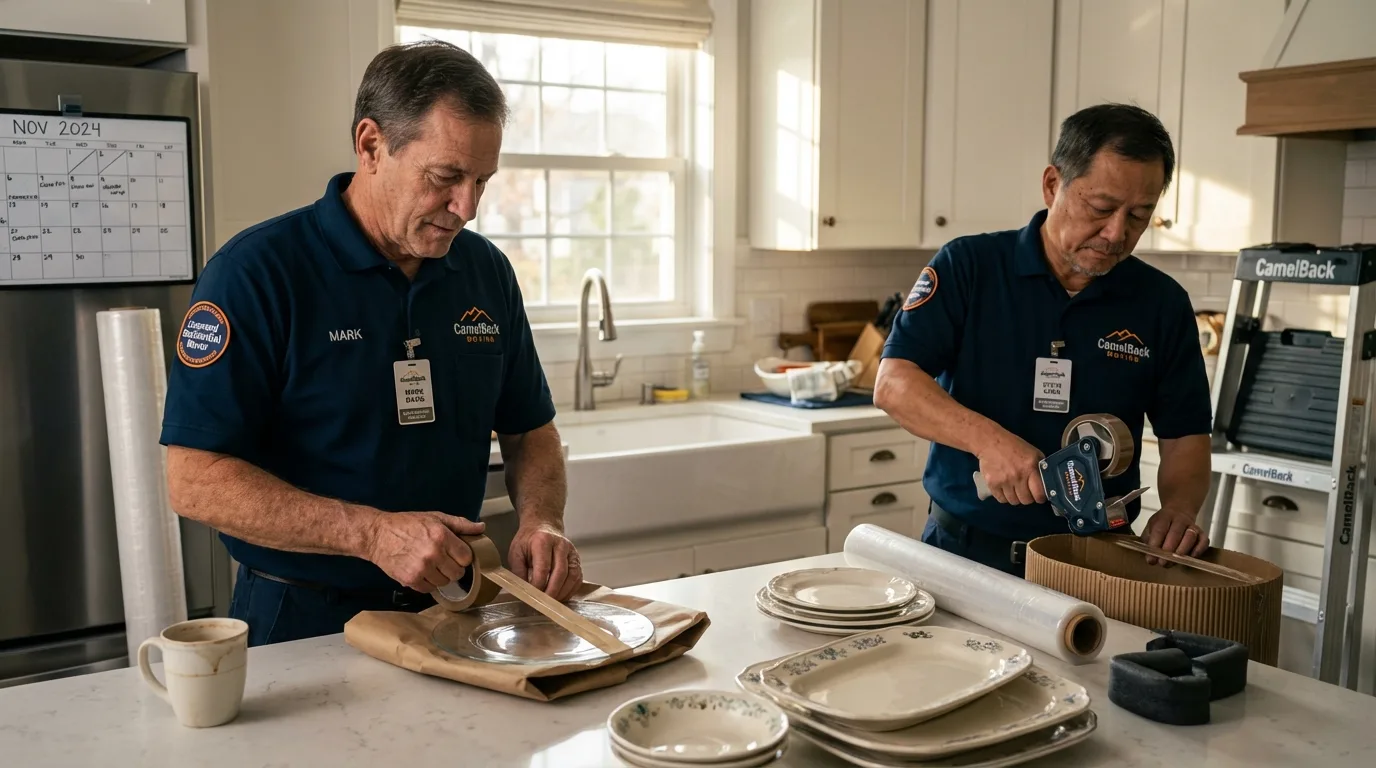 Professional crew packing kitchen dishware in Liberal, KS